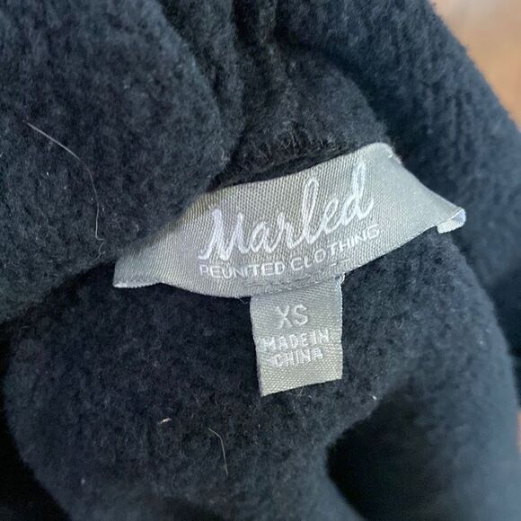 Marled Black Hooded Sweatshirt Open front Cardigan Sweater - Picture 10 of 11